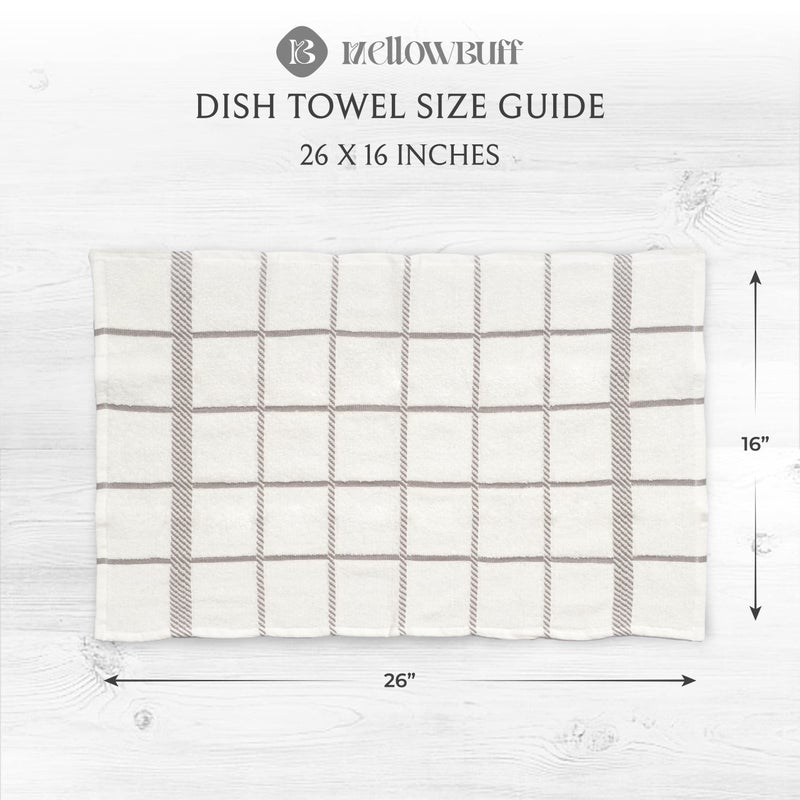 Mellow Buff 100% Cotton Terry Dish Towels, 4 Pack 16 x26 Inches, Super Soft and Absorbent Kitchen Towels, Perfect for Kitchen Cleaning and Dish Washing | Light Gray - Image 4