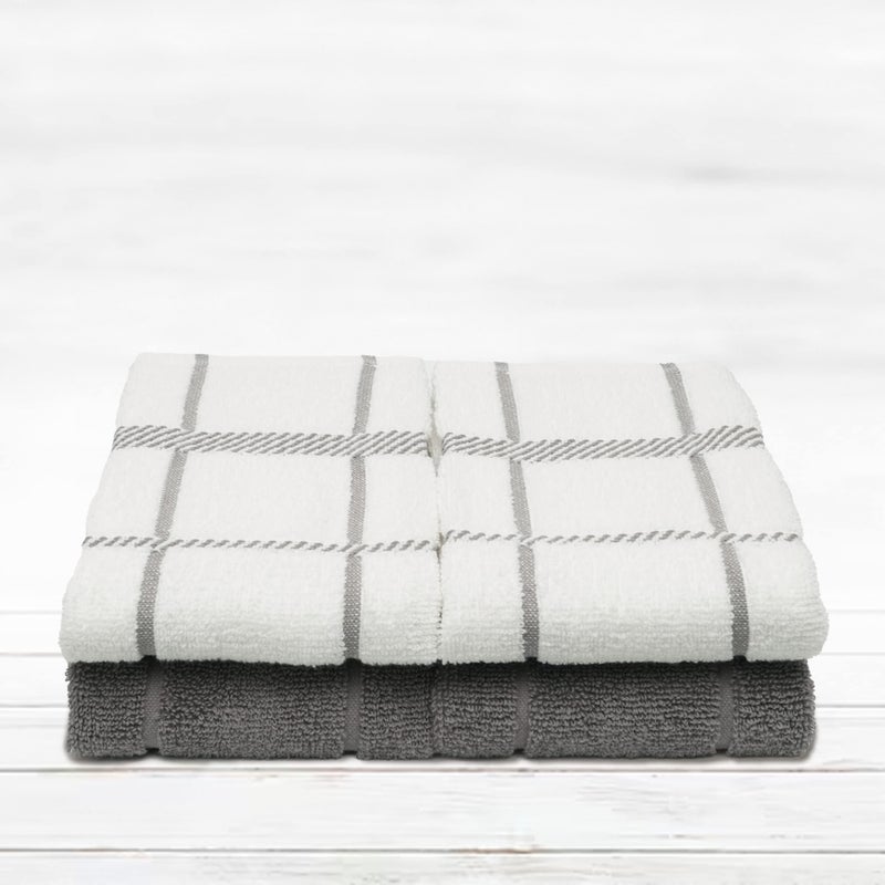 Mellow Buff 100% Cotton Terry Dish Towels, 4 Pack 16 x26 Inches, Super Soft and Absorbent Kitchen Towels, Perfect for Kitchen Cleaning and Dish Washing | Light Gray - Image 5