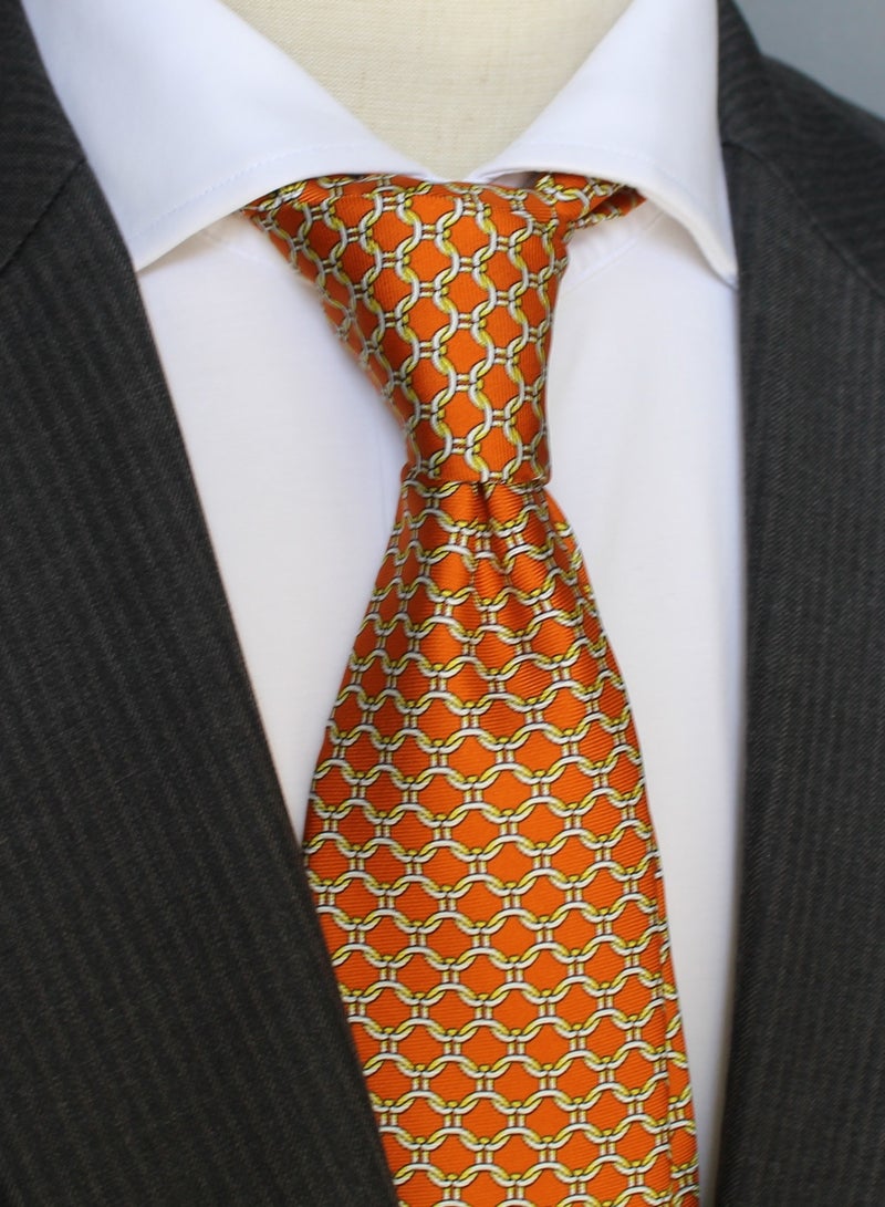 Elliot Martin Elliot Martin tie 100% Silk Twill neck ties Premium Men's Tie (bold orange)  - Image 1
