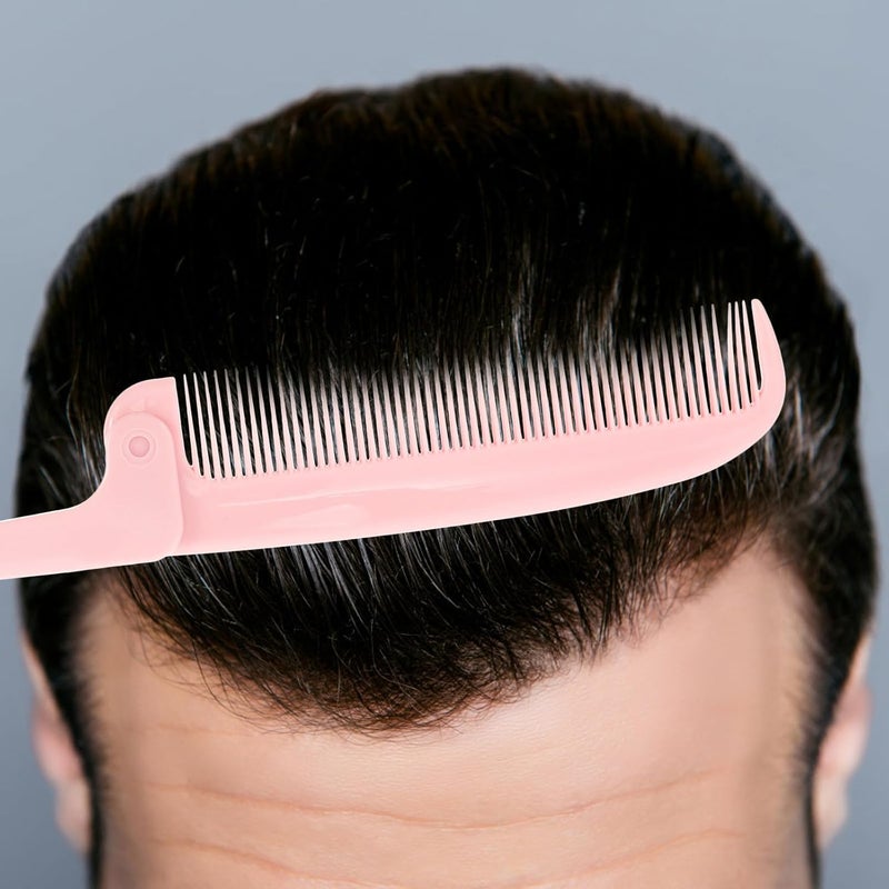 Ciieeo Foldable Tail Comb Detangling Pocket Comb with Fine Teeth for Hair Styling and Parting, Portable Pink Hair Grooming Tool for Women and Travel Use - Image 3