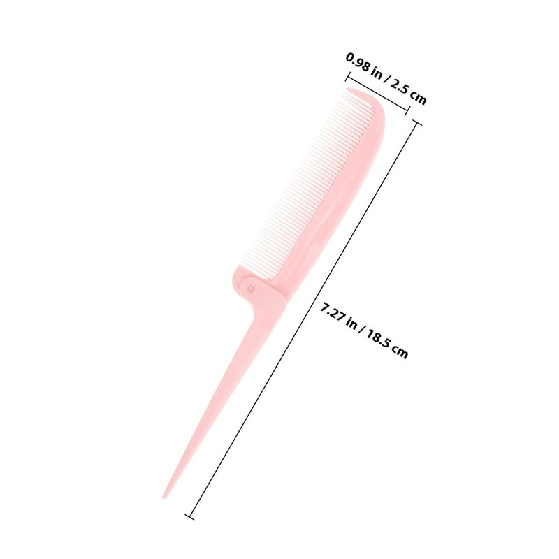 Ciieeo Foldable Tail Comb Detangling Pocket Comb with Fine Teeth for Hair Styling and Parting, Portable Pink Hair Grooming Tool for Women and Travel Use - Image 2