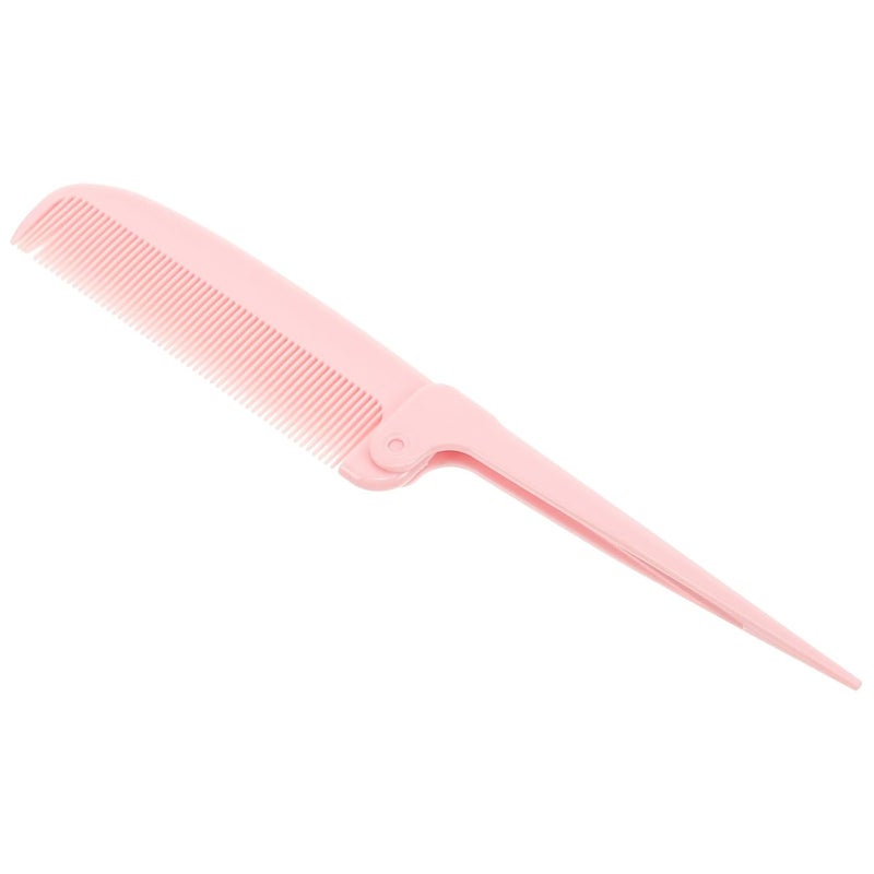 Ciieeo Foldable Tail Comb Detangling Pocket Comb with Fine Teeth for Hair Styling and Parting, Portable Pink Hair Grooming Tool for Women and Travel Use - Image 1