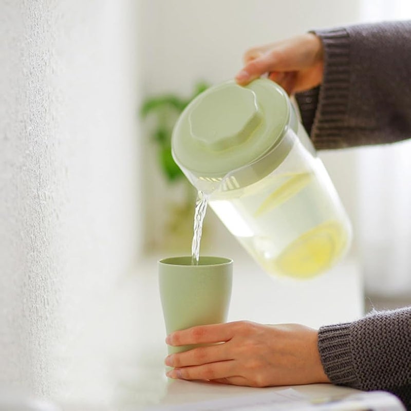 Large Capacity 2Pcs Transparent Pitcher With Lid For Cold Water Juice Iced Tea Milk Heat Resistant Green - Image 5