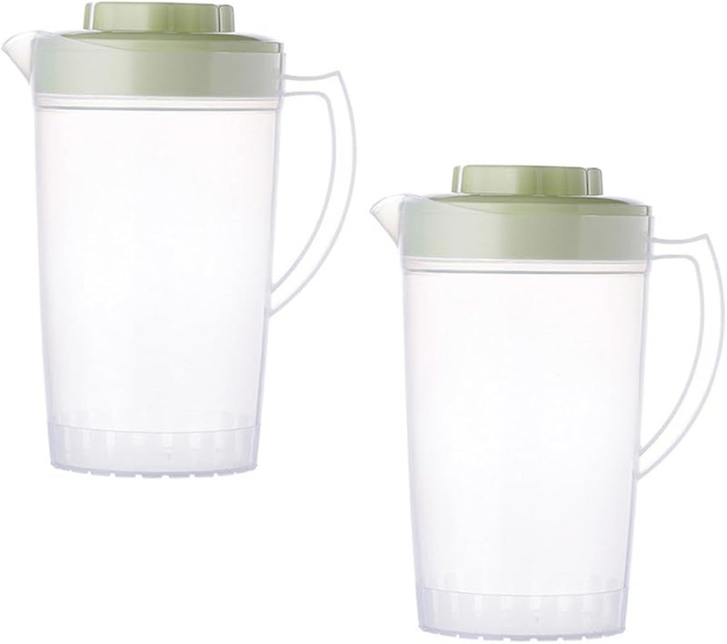 Large Capacity 2Pcs Transparent Pitcher With Lid For Cold Water Juice Iced Tea Milk Heat Resistant Green - Image 2