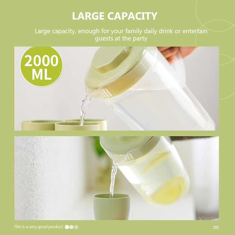 Large Capacity 2Pcs Transparent Pitcher With Lid For Cold Water Juice Iced Tea Milk Heat Resistant Green - Image 4