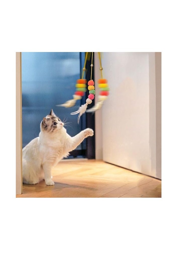 Interactive Cat Feather Toys 7 Pcs, Cat Teaser Retractable, Hanging Cat Toys Indoor Kitten Play Chase Exercise, Mental Physical Stimulation for All Breeds and Species - Image 2
