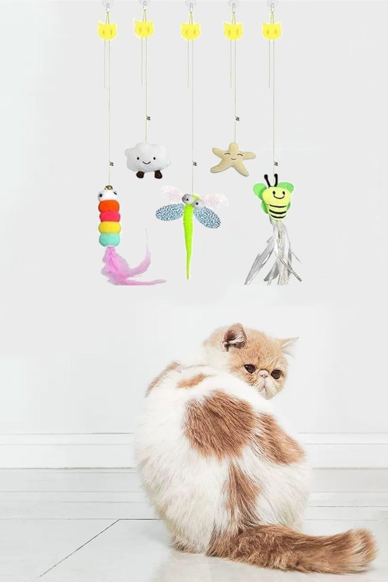 Interactive Cat Feather Toys 7 Pcs, Cat Teaser Retractable, Hanging Cat Toys Indoor Kitten Play Chase Exercise, Mental Physical Stimulation for All Breeds and Species - Image 5