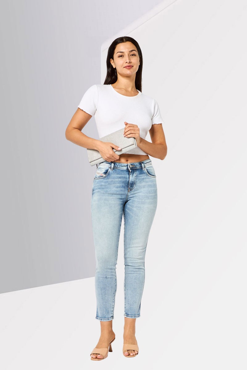 DIESEL Women Skinny Fit Washed Stretchable Jeans, Light Blue - Image 2