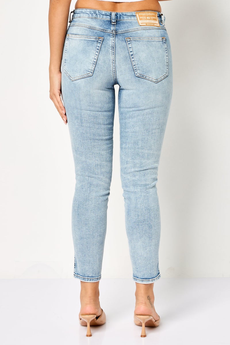 DIESEL Women Skinny Fit Washed Stretchable Jeans, Light Blue - Image 4