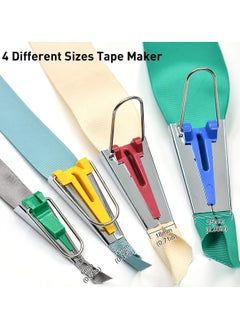 SYOSI SYOSI 7Pcs, Type Fabric Bias Tape Maker, Tool Sewing Quilting with Tape Binding Presser Foot, Quilting Awl, Ball Pins  - Image 4