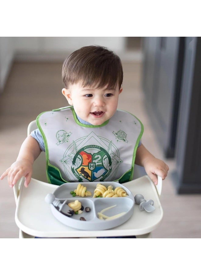 Bumkins Bibs for Girl or Boy, SuperBib Baby and Toddler for 6-24 Months, Essential Must Have for Eating, Feeding, Baby Led Weaning, Mess Saving Waterproof Soft Fabric, 3-pk Harry Potter Slytherin - Image 3