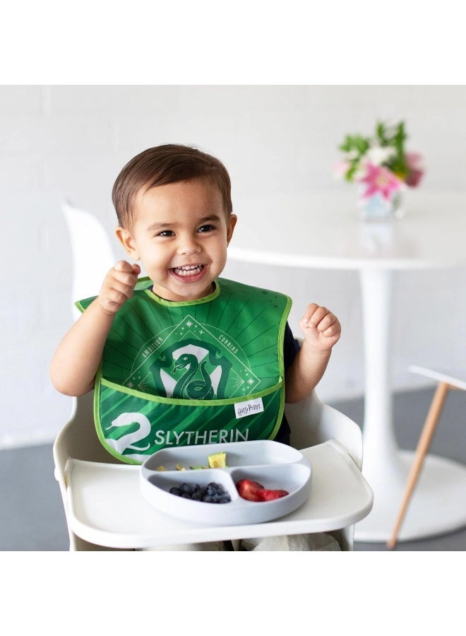 Bumkins Bibs for Girl or Boy, SuperBib Baby and Toddler for 6-24 Months, Essential Must Have for Eating, Feeding, Baby Led Weaning, Mess Saving Waterproof Soft Fabric, 3-pk Harry Potter Slytherin - Image 2