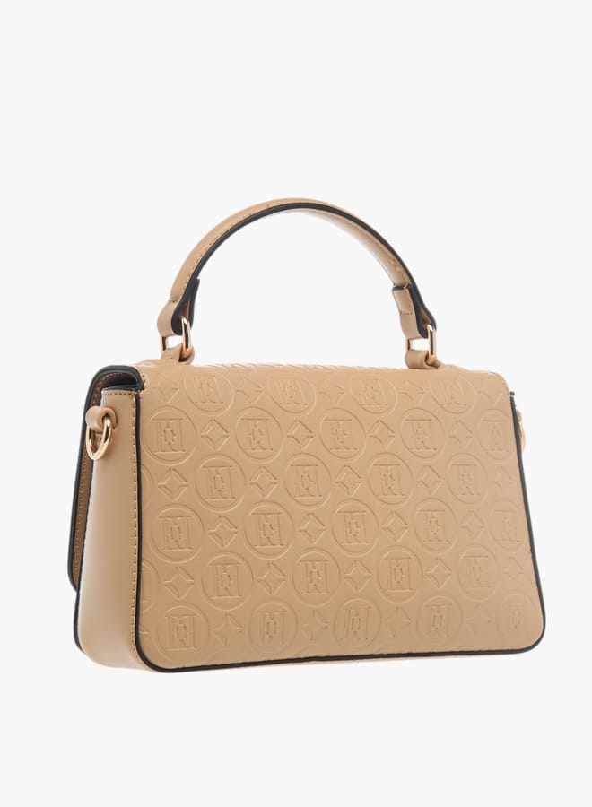 ELLE Womens Monogram Embossed Crossbody Bag With Top Handle And Adjustable Strap - Image 2