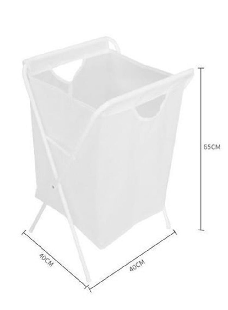 Golden Foldable Laundry Basket with Stainless Steel Frame, 40L Collapsible Waterproof Laundry Basket, Laundry Hamper Bag Washing Bin Clothes Bag Organizer Storage Basket Hamper for Clothes Toys (White) - Image 3