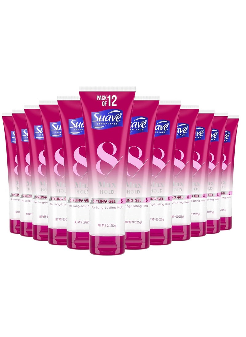 Suave Suave Hair Gel For Women and Men, Maximum Hold Sculpting Hair Gel, 9 oz, (Pack of 12)  - Image 1