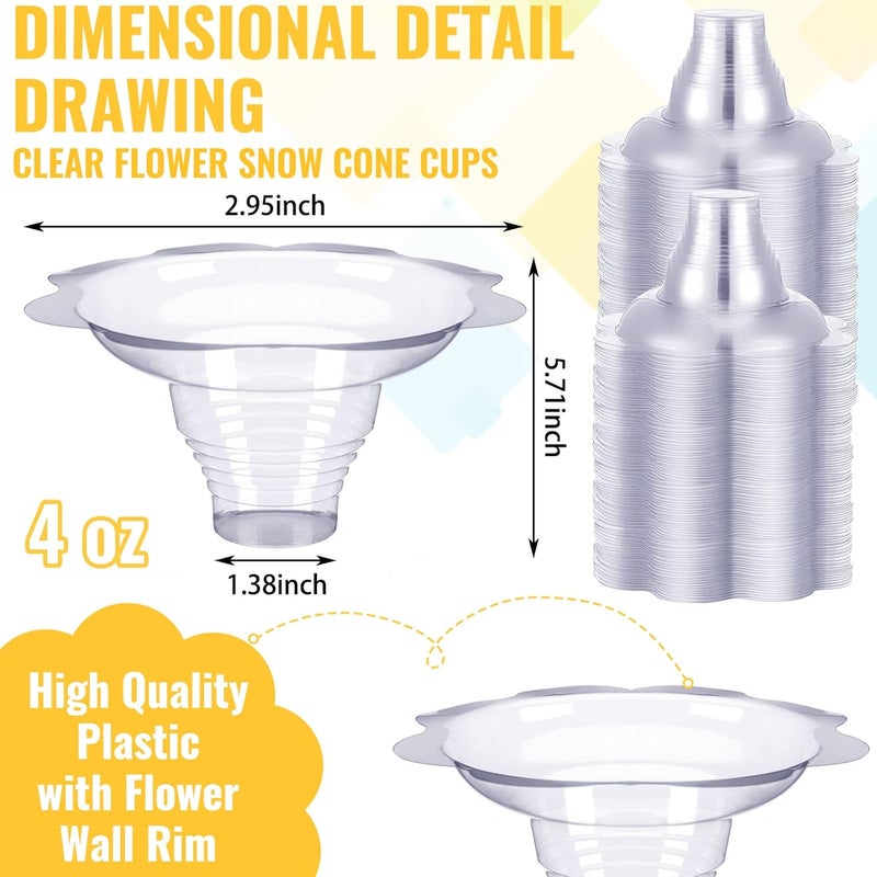 klarako 50 Set 4 oz Flower Snow Cone Cups with Straws, Reusable Snow Cone Cups Shaved Ice Cups with Snow Cone Straws Snack Cups Snow Cone Cups for Summer Holiday Beach Party Birthday Wedding Food Service - Image 2