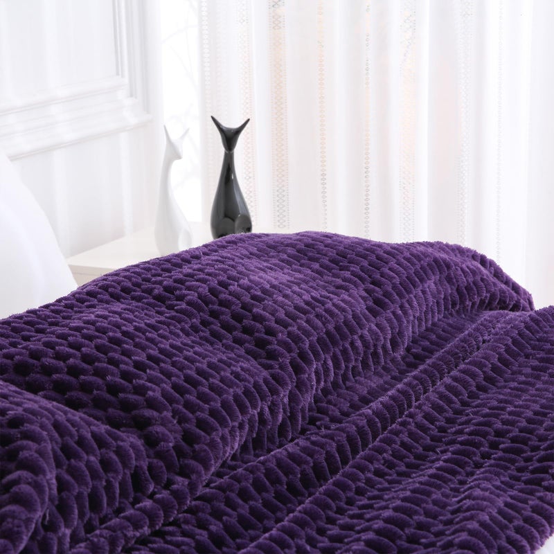Puncuntex Deep Purple Throw Blanket 50"Ã—60" inches Fuzzy 3D Jacquard Decorative Flannel Fleece Super Soft Plush Cozy Blanket for Couch Sofa Chair Lightweight - Image 4