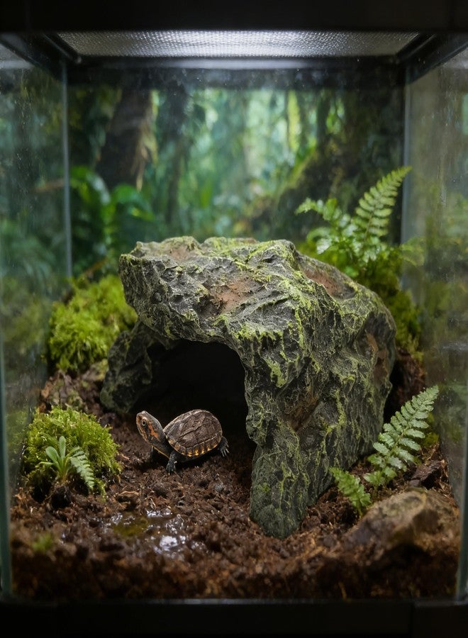 M2cbridge Reptile Hideout Cave Resin Aquarium Fish Hide Rock Terrarium Habitat Decor - Image 5