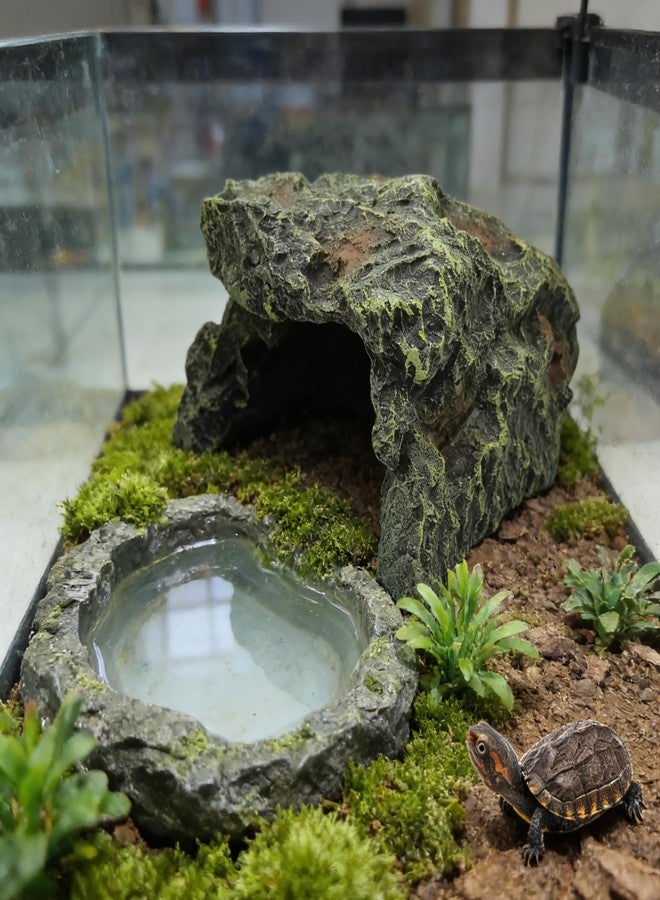 M2cbridge Reptile Hideout Cave Resin Aquarium Fish Hide Rock Terrarium Habitat Decor - Image 2