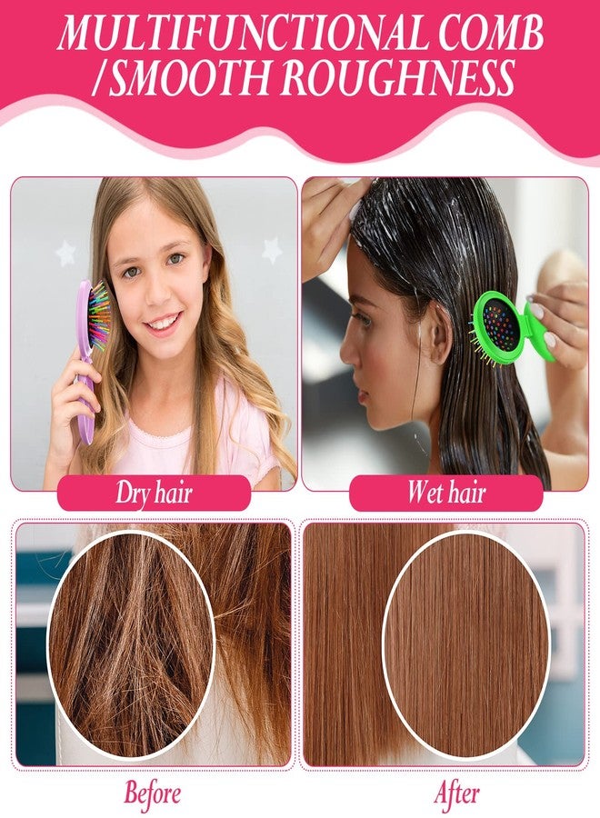 Hoolerry فرشاة شعر قابلة للطي من هوليري 24 قطعة مع مرآة - فرشاة شعر صغيرة دائرية قابلة للطي - فرشاة مدمجة محمولة - مشط شعر للنساء والفتيات والرجال - لعمليات المكياج - مناسبة لعيد الميلاد، 6 ألوان - Image 5