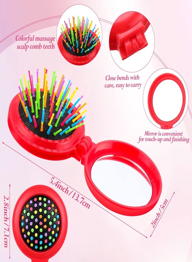 Hoolerry فرشاة شعر قابلة للطي من هوليري 24 قطعة مع مرآة - فرشاة شعر صغيرة دائرية قابلة للطي - فرشاة مدمجة محمولة - مشط شعر للنساء والفتيات والرجال - لعمليات المكياج - مناسبة لعيد الميلاد، 6 ألوان - Image 2
