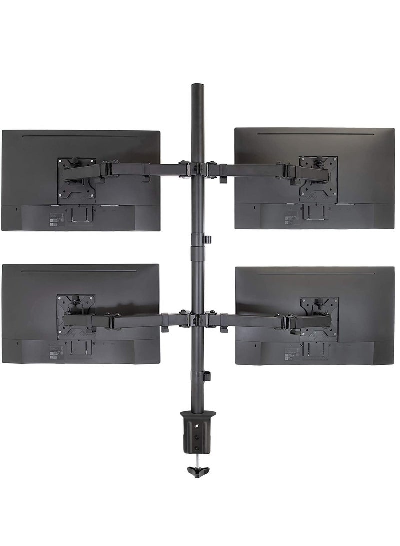 Gravity 4 Monitor Mount Stand ‚Äì Quad Desk Mount for 4 Screens (Up to 32‚Äù), Height Adjustable Arms, Heavy Duty C-Clamp & Grommet Bases, Black - Image 5