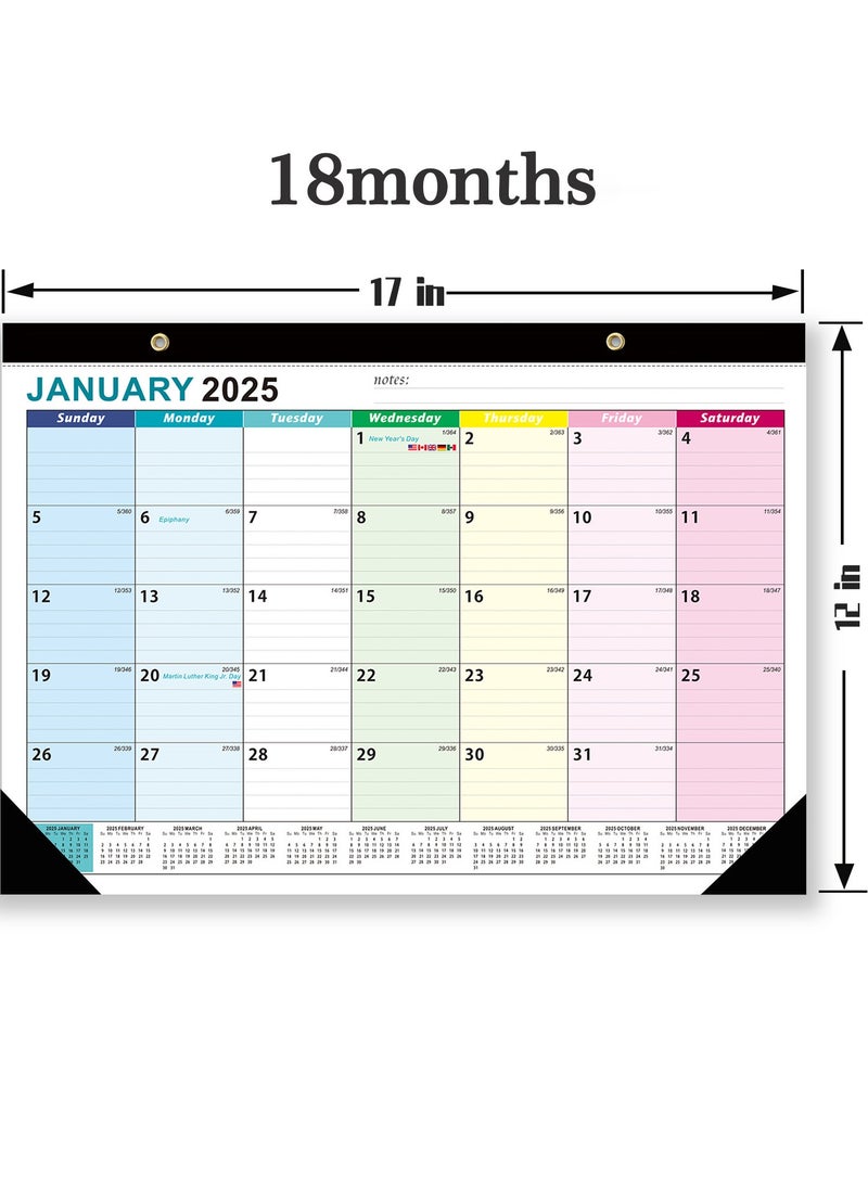 General - 2025-2026 Wall Calendar 18 Months Calendar 2025-2026 17 x 12 In 2025 Calendar  Monthly Calendar with Week Numbers Large Blocks, Thick Paper Yearly Overview  Note ﻿ - Image 1