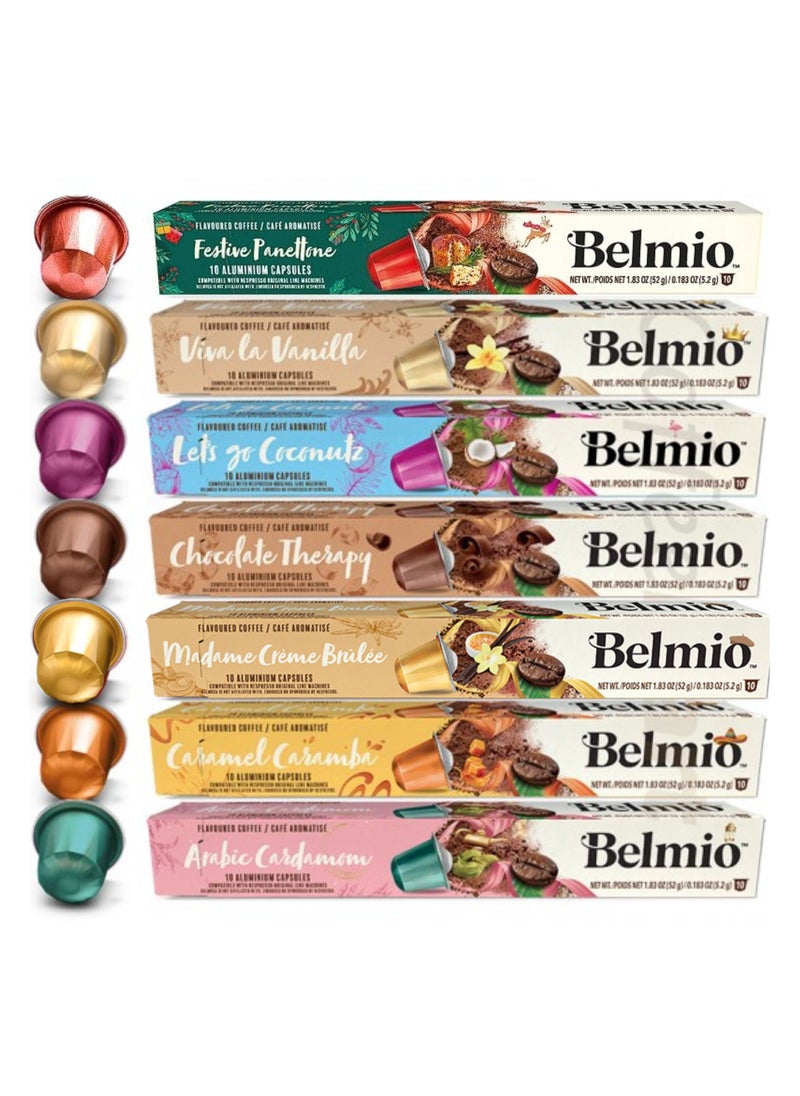 Belmio Flavour Collection Coffee Capsules, Compatible with Original Line Machine, Pack of 7, 10 Capsules in 1 Sleeve