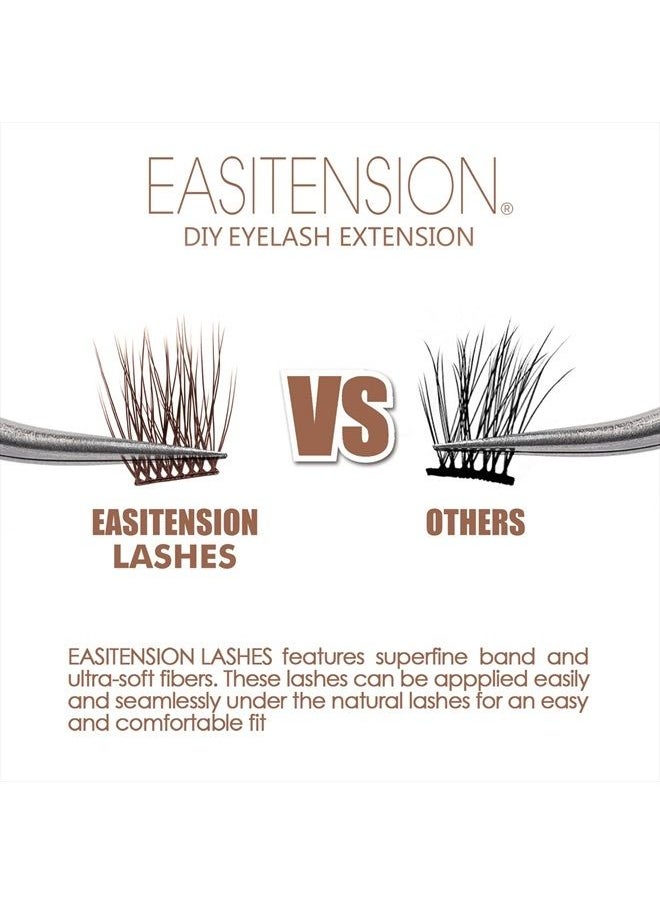 DIY Eyelash Extension, 3D Effect Individual Melt Flare Lash Cluster Natural Lashes Set, Home Eyelash Extension Lashes Pack (12MM-Amber)