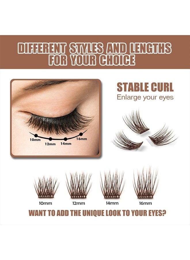 DIY Eyelash Extension, 3D Effect Individual Melt Flare Lash Cluster Natural Lashes Set, Home Eyelash Extension Lashes Pack (12MM-Amber)
