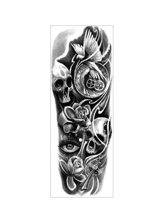 Waterproof Full Arm Temporary Tattoo Stickers Black/Grey