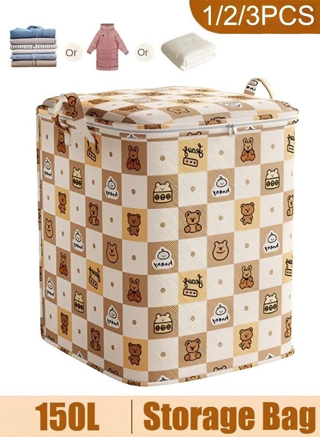 150L Large Storage Bag Clothes Storage Box Storage Bags Waterproof Clothing Storage Cupboards For Clothes Closet Organizers Storage Containers Zipper Bag Handle Zipper Design For Clothing Blanket Comforters Bed Sheets Pillows And Toys - Image 1