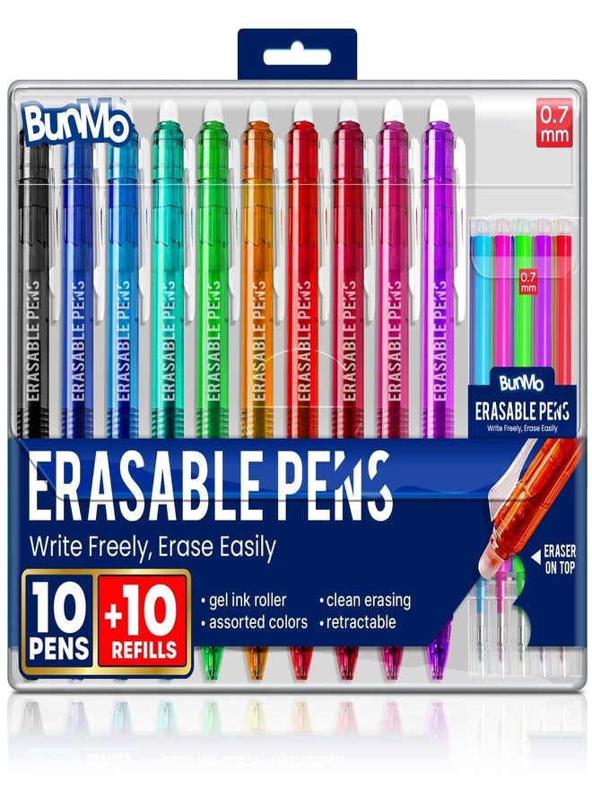 BUNMO Erasable Pens - Multicolor and Cute - Erasable Pens for Smooth Writing & Drawing - Gifts for Teens - 10 Refills Included - 10 Pack - Image 1