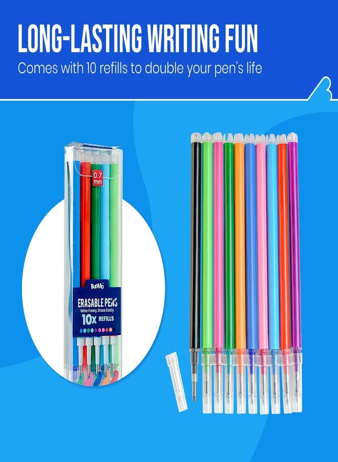 BUNMO Erasable Pens - Multicolor and Cute - Erasable Pens for Smooth Writing & Drawing - Gifts for Teens - 10 Refills Included - 10 Pack - Image 3