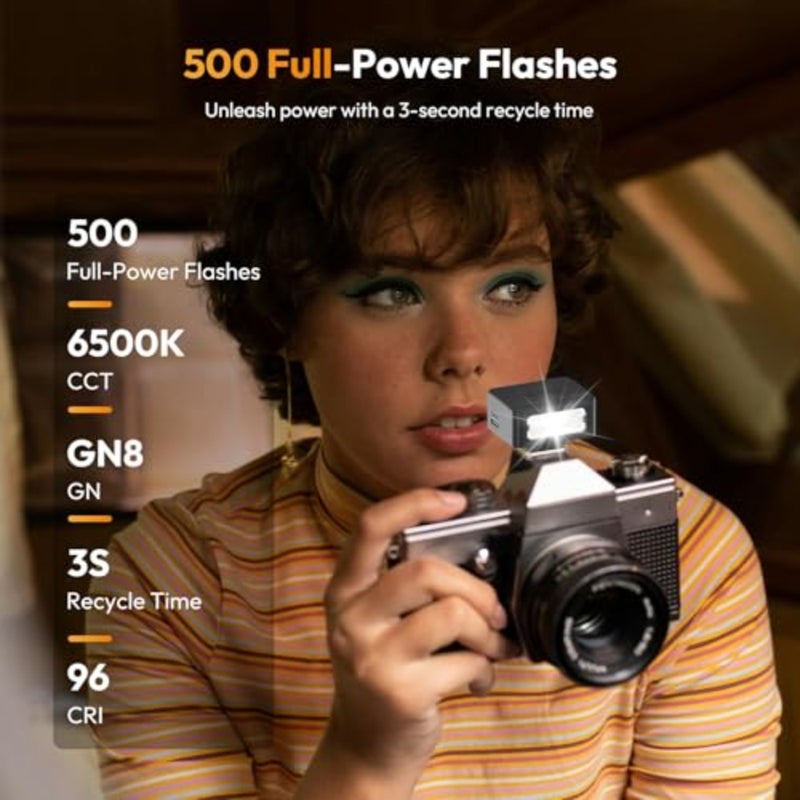 فلاش كاميرا صغير SL01، GN8 6500K Mini Flash Speedlite، 4 مستويات للطاقة، متوافق مع Sony ZV-1/ZV-E10/Canon/Nikon/Fuji/Panasonic/Leica/Olympus، لا يناسب Sony ZV-1F - Image 3