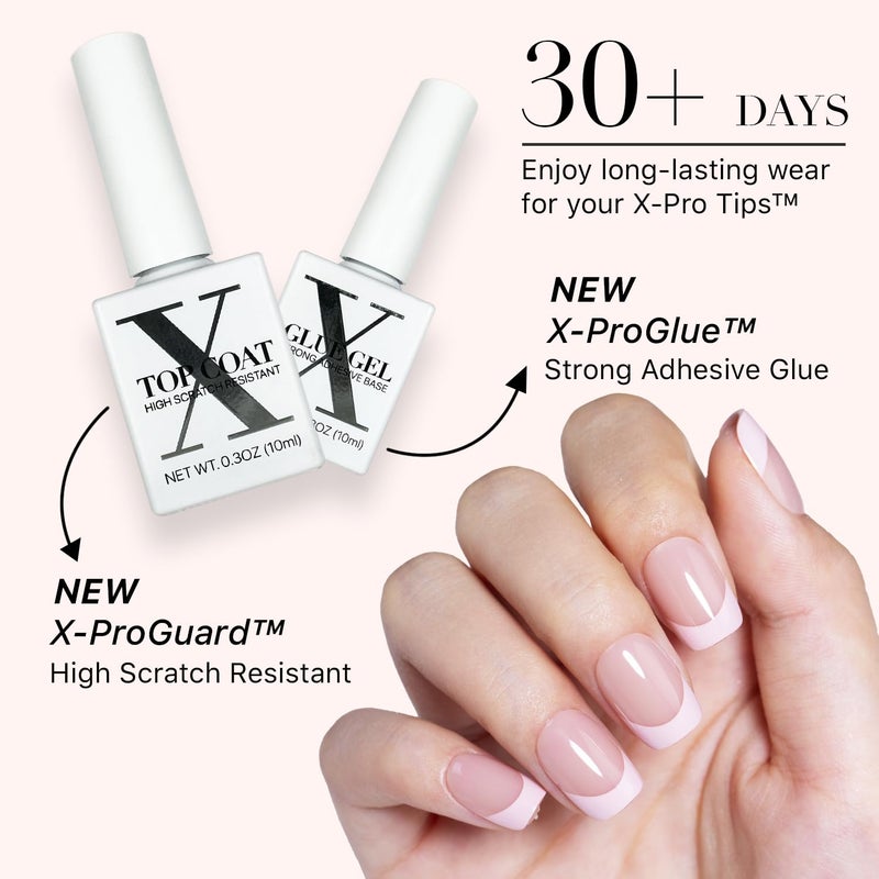 SXC Cosmetics French Tip Press On Nails - Skin Tone Nude and Color Series, XS Square X-Pro Tips Starter Kit ST113KIT - Image 4