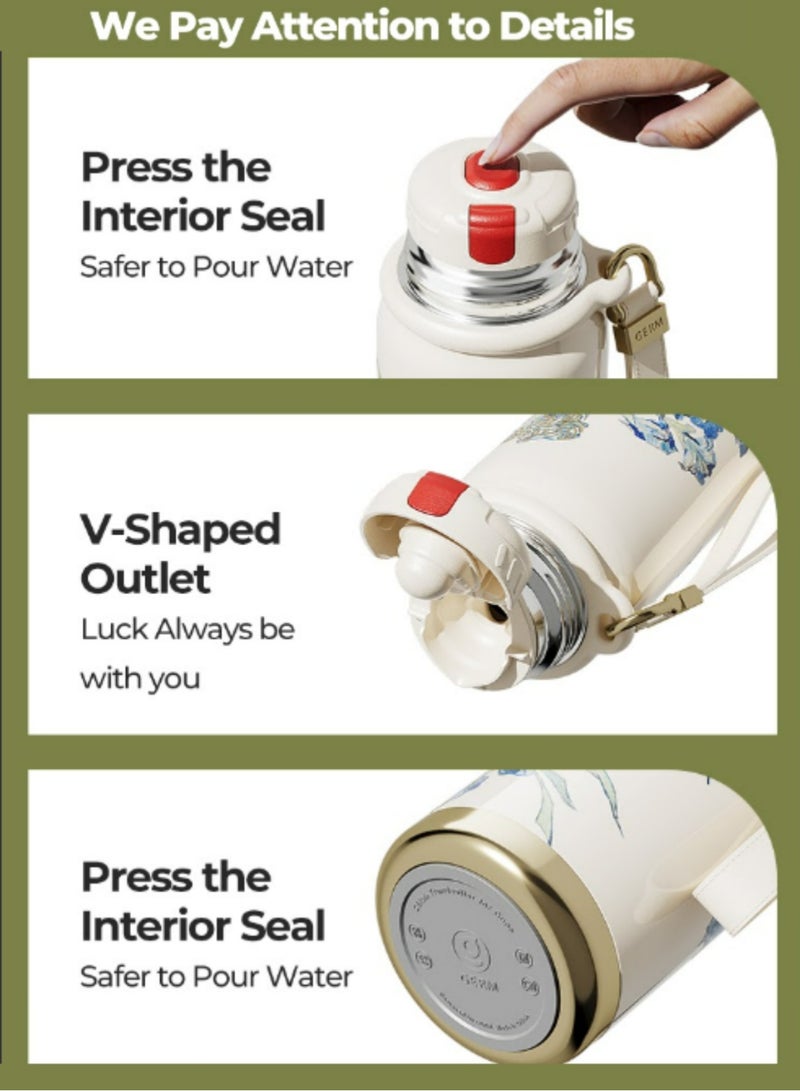 GERM Van Gogh Insulated Thermos Bottle 580ml – Irises Design | GERM MET Collection Stainless Steel Vacuum Flask with Cup | BPA-Free, Hot & Cold Travel Bottle for Office, School, Hiking, Gym | Leak-Proof Sport Flask - Image 2