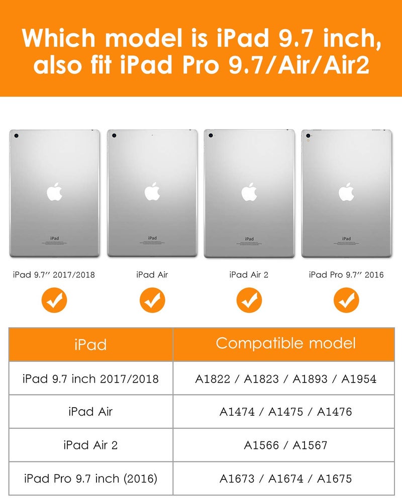 DTTO for iPad 9.7 Inch 5th/6th Generation 2018/2017 Case with Apple Pencil Holder, Premium Leather Folio Stand Cover Case for Apple iPad 9.7 inch, Also Fit iPad Pro 9.7/Air 2/Air - Brown - Image 2