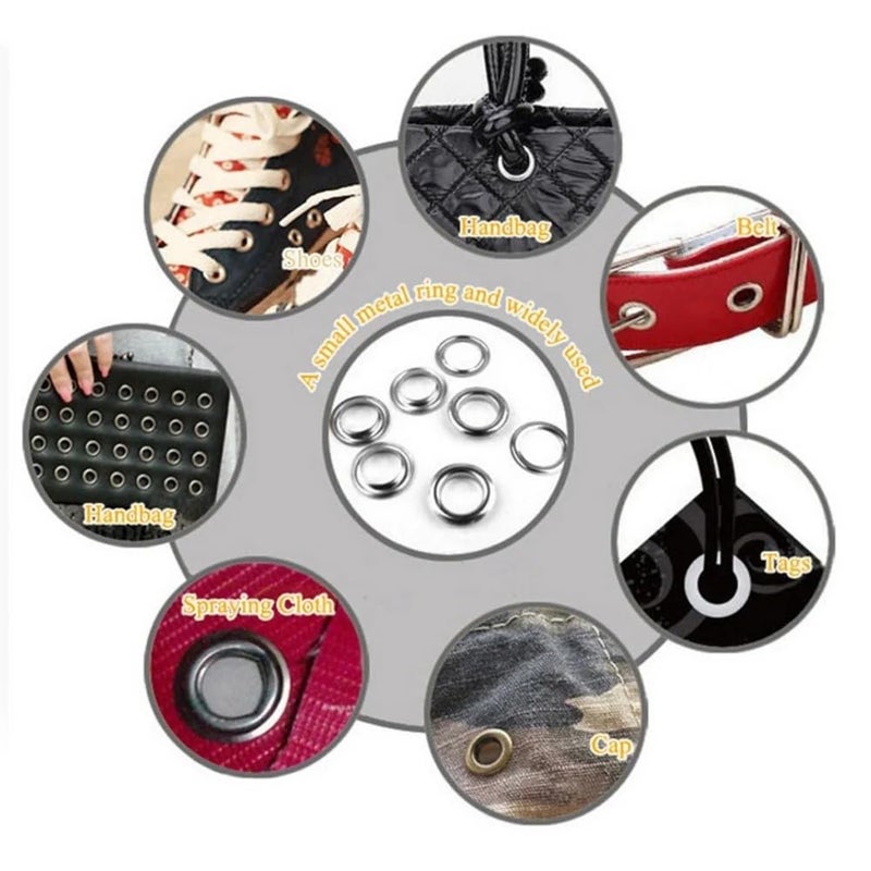 MySouq-Store - 100 Sets (Silver) Metal Eyelet Grommet Ring Kit for Garment Canvas Sewing Accessories Silver - (Iner Dia. 14mm-Outer Dia 22.5mm) - Image 3