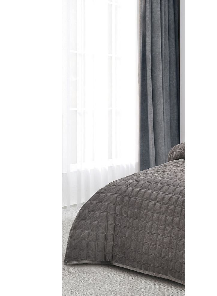 مينجلي طقم لحاف شتوي سادة نفرين مخمل ناعم نظام 6 قطع حشوه مضغوط مقاس اللحاف 250x230 سم - Image 2