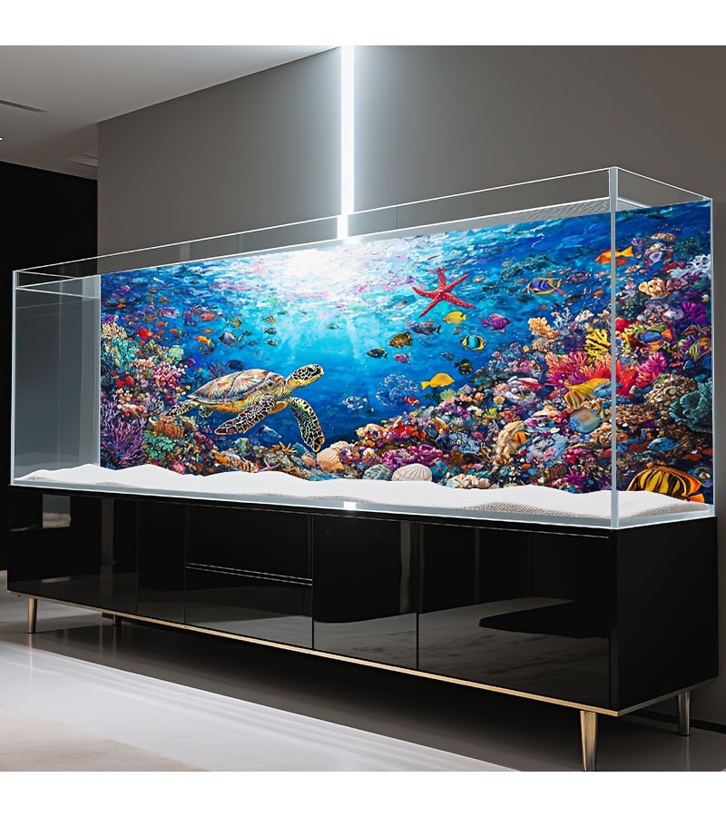 Coral Reef Aquarium Wall Sticker 91x50cm Uv Resistant Vinyl Artwork For Home Or Office Aquarium Decor - Image 1