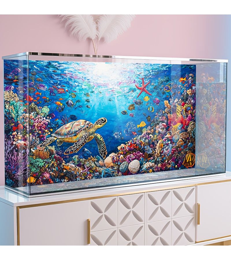 Coral Reef Aquarium Wall Sticker 91x50cm Uv Resistant Vinyl Artwork For Home Or Office Aquarium Decor - Image 2