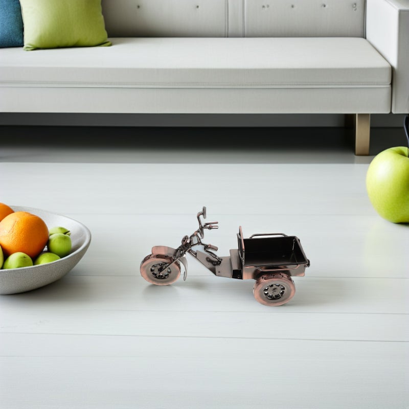 Iron Tricycle Sculpture - Vintage Style Metal Tricycle Craft Decor Rustic Desktop Motorcycle Ornament For Office Or Home Shelf Display - Image 2