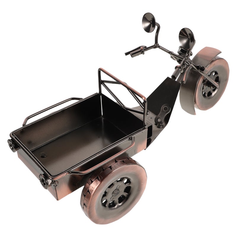 Iron Tricycle Sculpture - Vintage Style Metal Tricycle Craft Decor Rustic Desktop Motorcycle Ornament For Office Or Home Shelf Display - Image 1