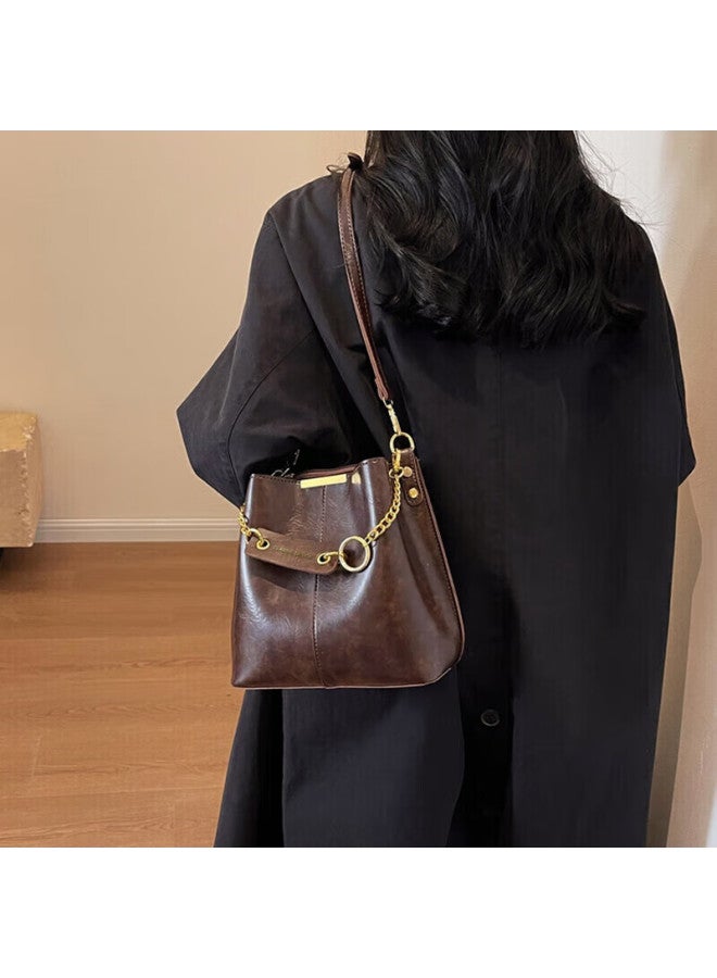 Yuyula Women's Cowhide Bucket Bag Large Capacity Luxury Shoulder Crossbody Bag Birthday Christmas Gift For Girlfriend - Image 3