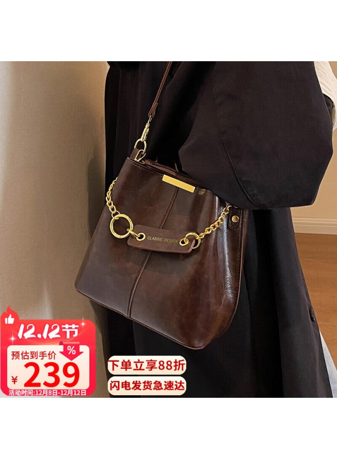 Yuyula Women's Cowhide Bucket Bag Large Capacity Luxury Shoulder Crossbody Bag Birthday Christmas Gift For Girlfriend - Image 1