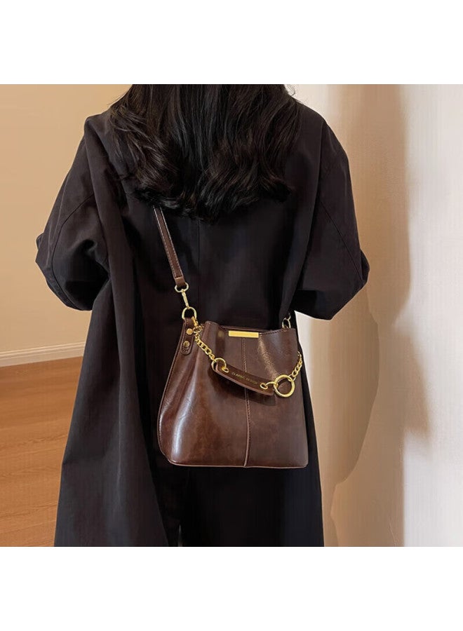 Yuyula Women's Cowhide Bucket Bag Large Capacity Luxury Shoulder Crossbody Bag Birthday Christmas Gift For Girlfriend - Image 2