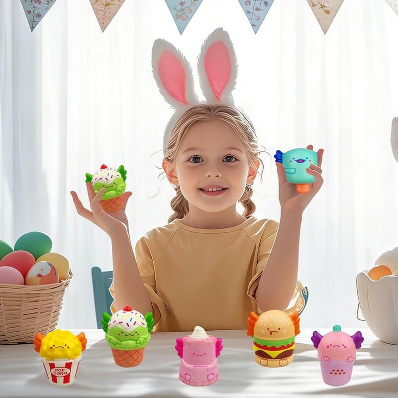 OCBTOW 24 Pack Axolotl Food Slow Rising Squishy Toys Stress Relief Squeeze Toys for Kids Girls Boys Easter Basket Stuffers Gifts Fillers Party Favors - Image 5