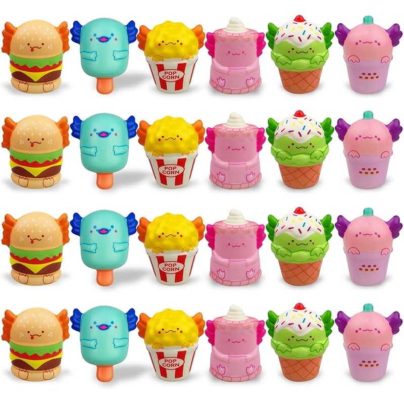 OCBTOW 24 Pack Axolotl Food Slow Rising Squishy Toys Stress Relief Squeeze Toys for Kids Girls Boys Easter Basket Stuffers Gifts Fillers Party Favors - Image 1