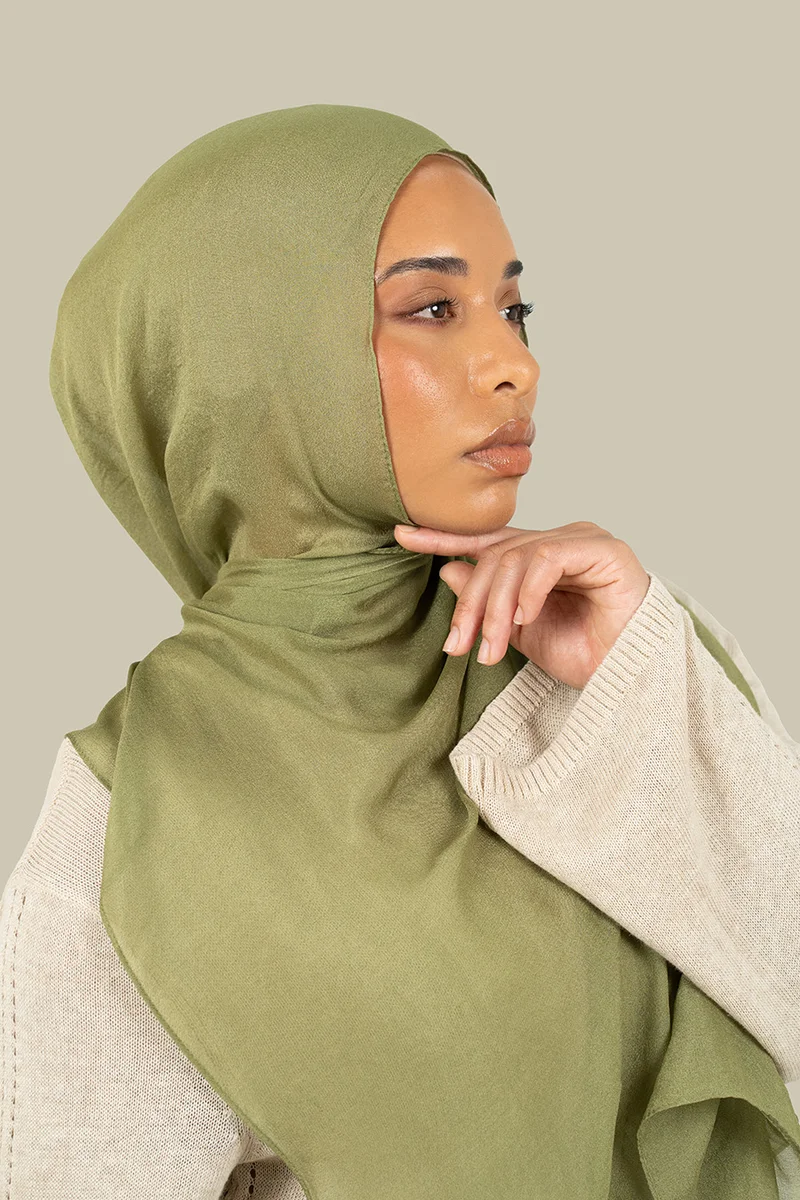 silqrose Moss Green Silk Chiffon Hijab